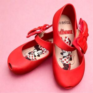 Mini Melissa Minnie Mouse Red Bow Shoes - Disney Must-Have - Little Girls 8